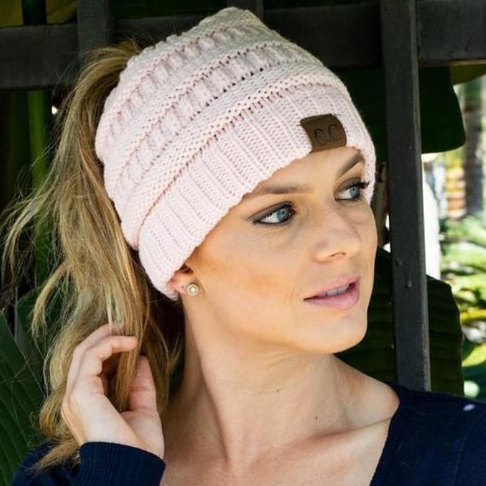 🌸Light Pink Ponytail Beanie🌸